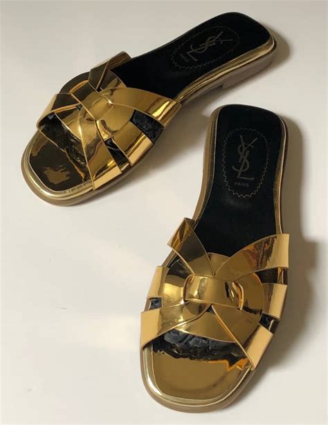 golden sandals ysl|YSL flat sandals women.